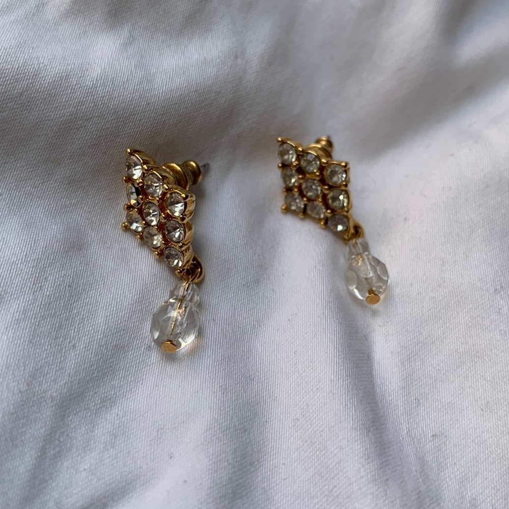 Vintage sparkly dangle gold earrings